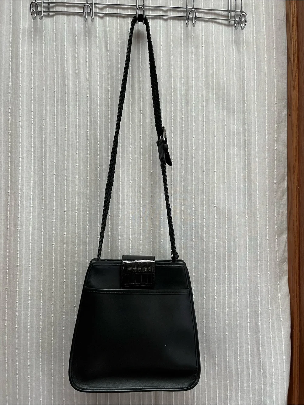 Brighton Cecilia Black Leather Woven Croc Shoulder Bag Crossbody Heart